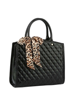 Fashion Quilted Leopard Scarf Satchel QF0031 BLACK
